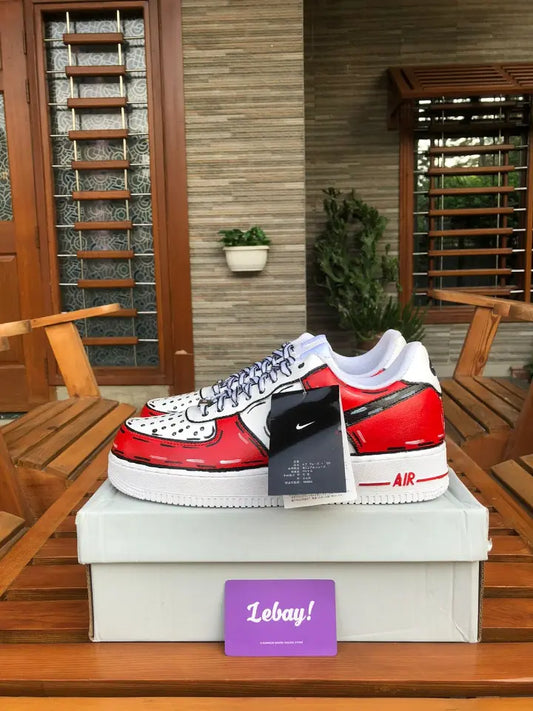 Nike Air Force 1 Customized Cartoonized Red Black (Grade 8A Exclusively At Lebay)