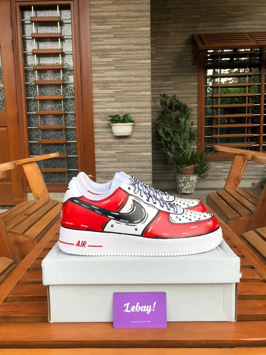 Nike Air Force 1 Customized Cartoonized Red Black (Grade 8A Exclusively At Lebay)