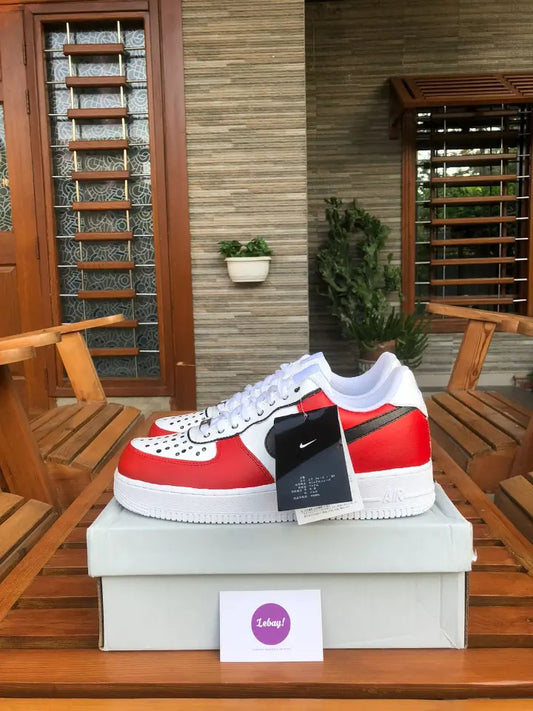 Nike Air Force 1 Customized Red Black (Grade 8A Exclusively At Lebay)