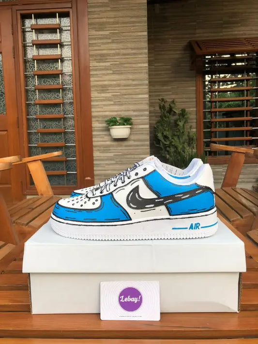 Nike Air Force 1 Customized Cartoonized Blue (Grade 8A Exclusively At Lebay)