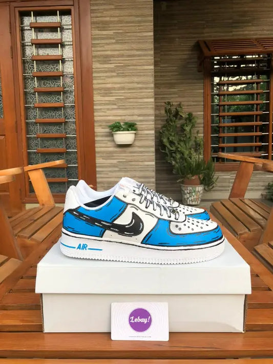 Nike Air Force 1 Customized Cartoonized Blue (Grade 8A Exclusively At Lebay)