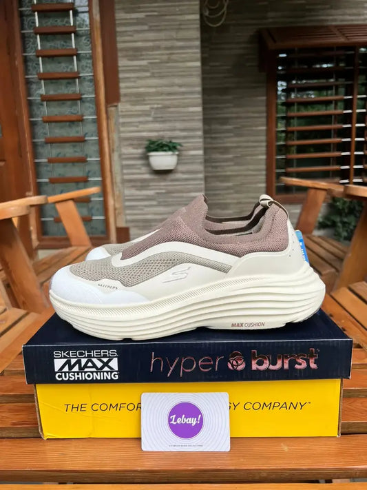 Skechers Max Cushion Slip Ins Fat Soles Dual Coat Beige Brown (Grade 8A)