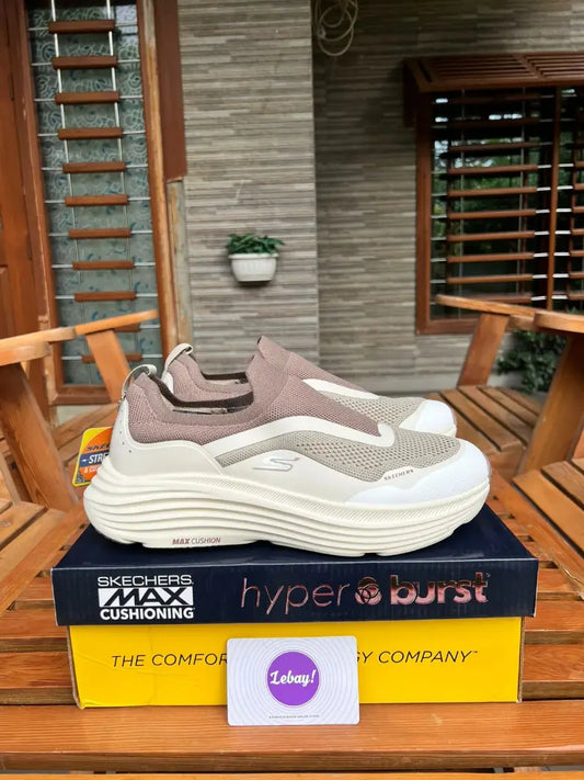 Skechers Max Cushion Slip Ins Fat Soles Dual Coat Beige Brown (Grade 8A)