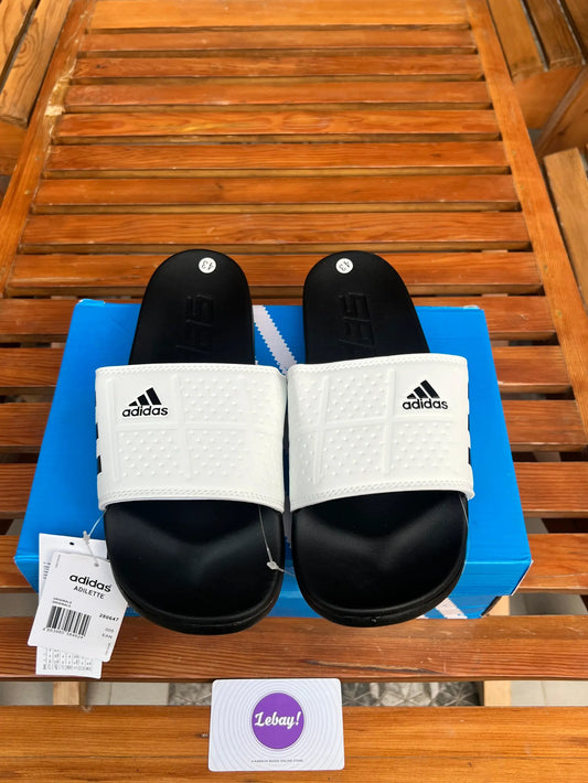 Adidas Cloud Foam Original Padded Cushion Stripped Slides (White)