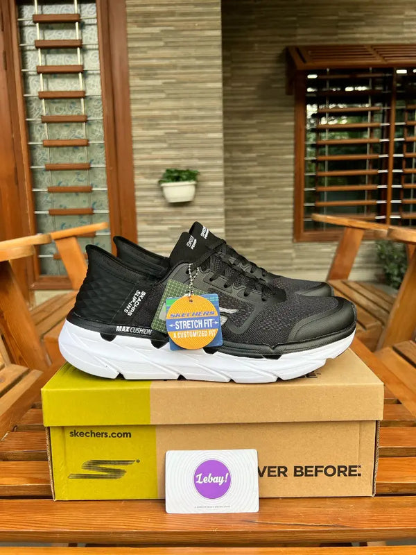 Skechers Slip Ins Max Performance Lace Up Edition (Black White)