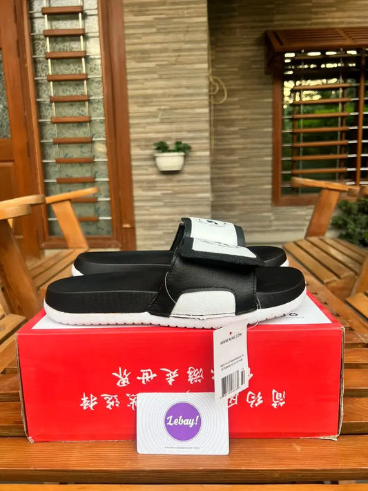 Nike Just Do It Velcro Padded Slides (Black White)