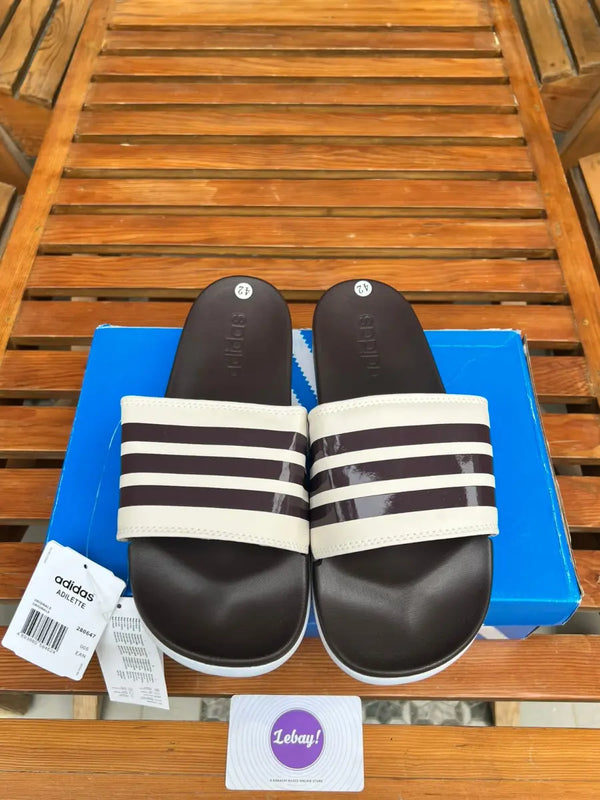 Adidas Adilette 3 Stripes Cloud Foam Classics Coffee White (Grade 8A)