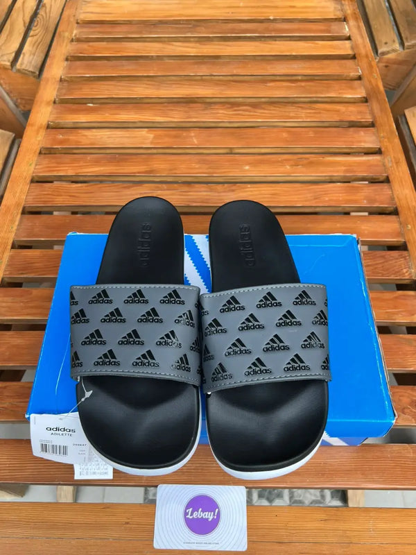 Adidas Adilette Cloud foam Embossed Logos Grey Black (Grade 8A)