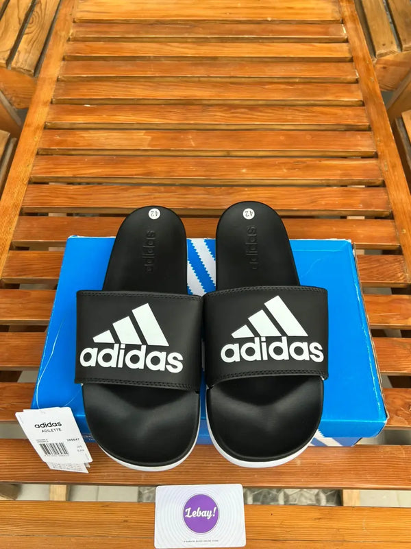 Adidas Adilette 3 Stripes Cloud Foam Slides Black White (Grade 8A)