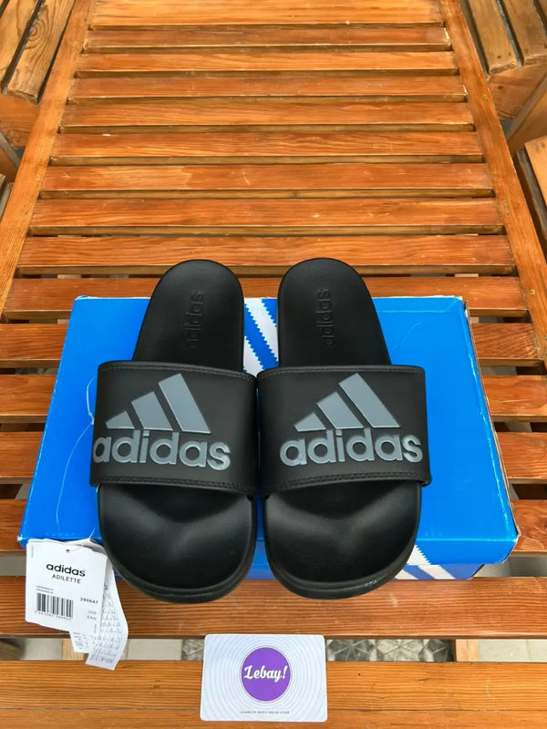 Adidas Adilette 3 Stripes Cloud Foam Slides Black Grey (Grade 8A)